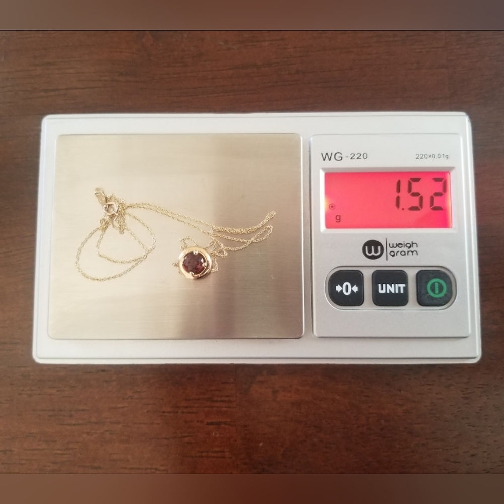 10K Gold Garnet Pendant Necklace - Picture 12 of 12